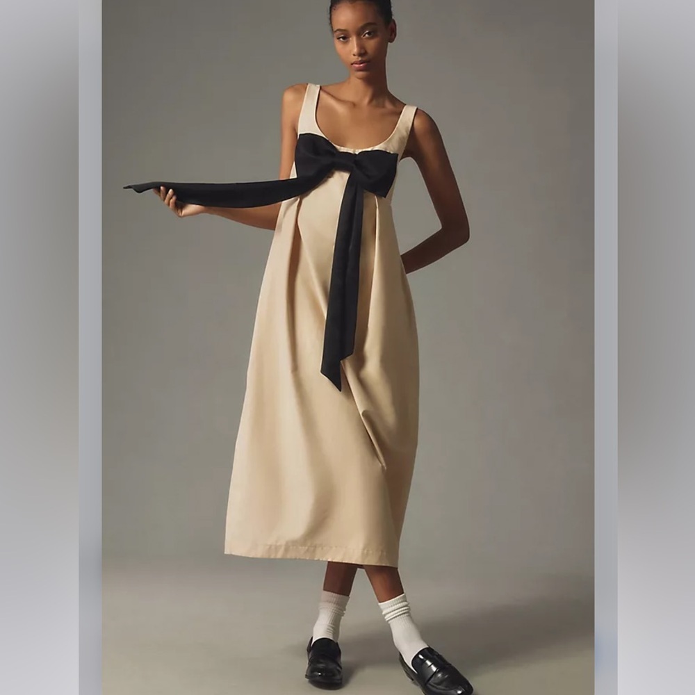 Maeve Bow Barrel Column Midi Dress